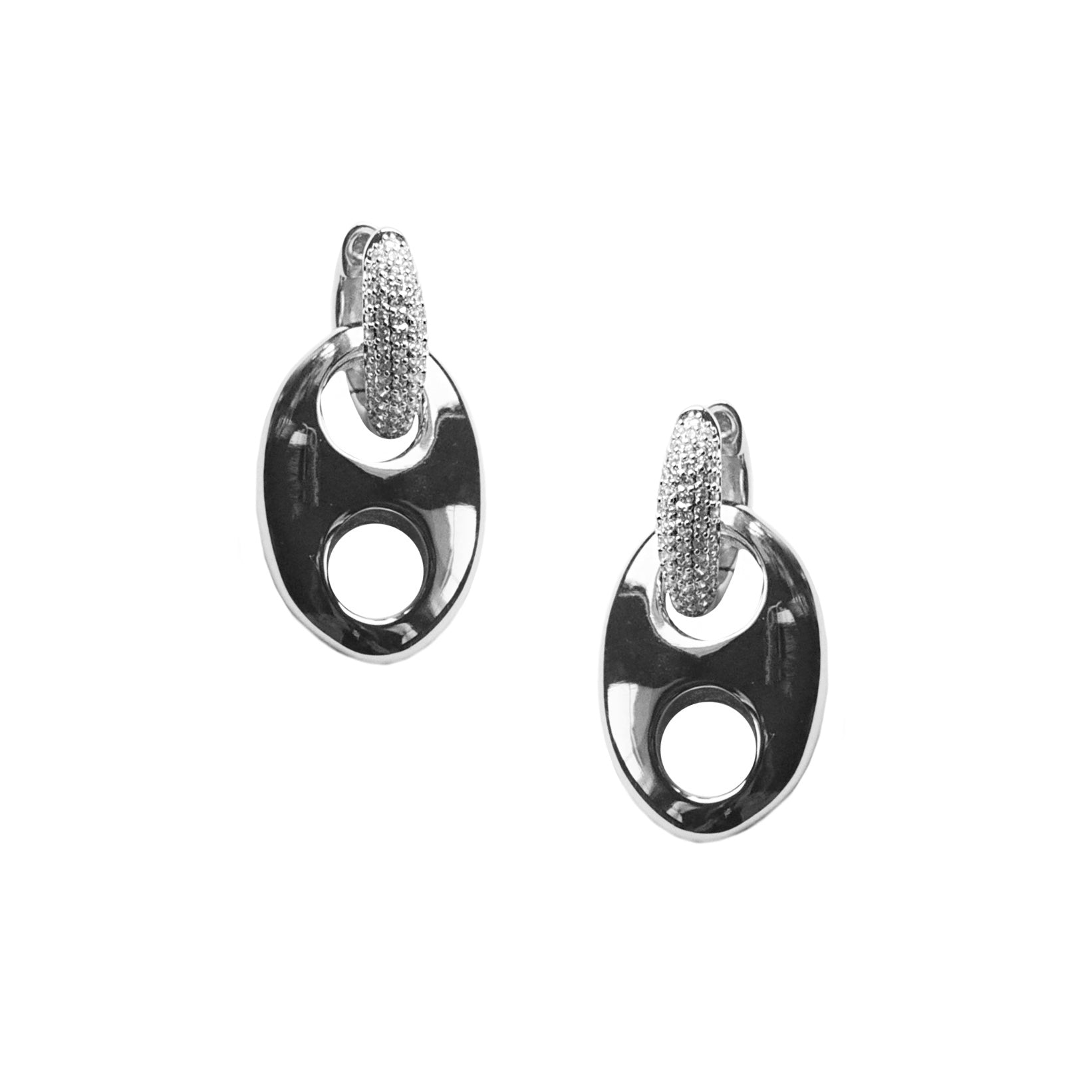 Pop Link Earrings - Rhodium