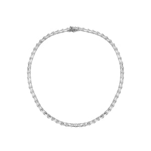 15" Rhodium Baguette Tennis Necklace